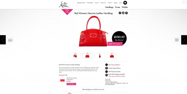 MiBolsa   Red Womens Genuine Leather Handbag